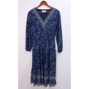 Lucky Brand Women's Long Sleeve Paisley Print Tiered Dress‎ Boho Size S /#9073